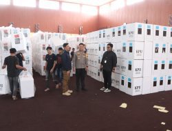 Logistik Pilkada di Gedung Graha Sedulang Setudung Ditinjau langsung oleh Kapolres Banyuasin