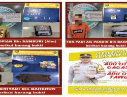 Polsek Bayung Lencir Tangkap Tiga Pengedar Narkoba dalam Penggerebekan di Kontrakan