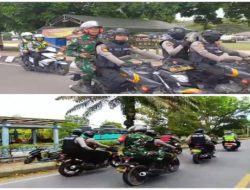 Personel Gabungan Polres OKI dan Kodim OKI Laksanakan Patroli Skala Besar di Kayuagung