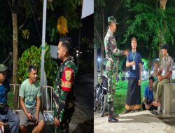 Dua Personel Koramil 402-06/Tg Batu Patroli Siskamling Bersama Warga di Kelurahan Payaraman Timur