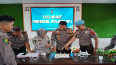 Polres OKI Gelar Tes Urine 769 Personel Secara Bertahap, Pimpinan Beri Teladan