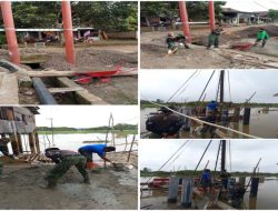 Semangat Tanpa Lelah di Bulan Suci, Kodim 0402/OKI-OI Percepat Pembangunan Jembatan Gantung Desa Embacang