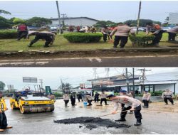 Polda Sumsel Gelar Program BelidA Serentak di Tiga Wilayah, Tambal 25 Titik Jalan Berlubang Jelang Mudik Lebaran