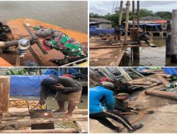 Satgas Jembatan Gantung Kuala Duabelas Pasang Tiang Pylon, Langkah Penting Wujudkan Akses Penghubung Desa