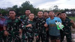 Jalin Silaturahmi, Satgas TMMD Kodim 0402/OKI Gelar Pertandingan Sepak Bola Antar Desa
