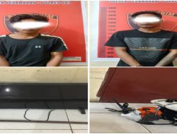 Polsek Pedamaran Amankan 2 Pelaku Curat, Barang Bukti TV, Motor Beat Serta Mesin Rumput