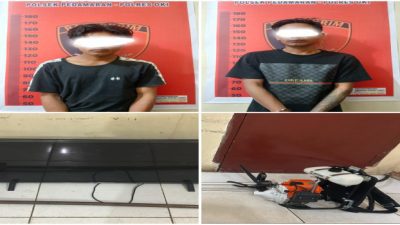 Polsek Pedamaran Amankan 2 Pelaku Curat, Barang Bukti TV, Motor Beat Serta Mesin Rumput