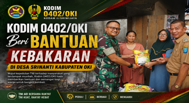 Dandim 0402/OKI Berikan Bantuan Sembako kepada Korban Kebakaran di Desa Serinanti