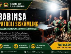 Babinsa Koramil 402-11/Tulung Selapan Patroli Siskamling Bersama Warga, Perkuat Keamanan Desa Lebung Gajah