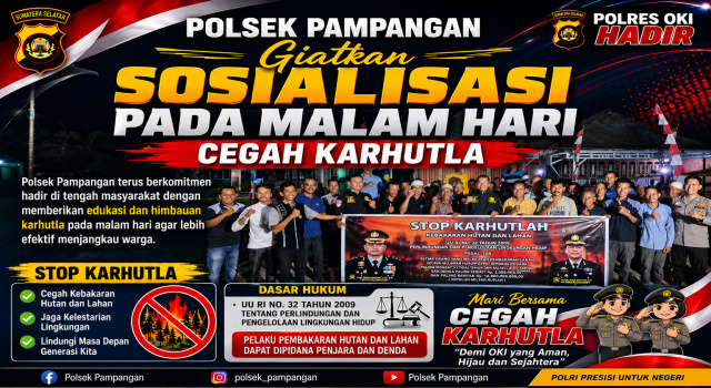 Antisipasi Karhutla, Polsek Pampangan Giatkan Sosialisasi Padam Malam Hari