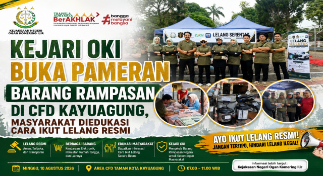 Kejari Pameran Barang Rampasan di CFD Kayuagung, Masyarakat Diedukasi Cara Ikut Lelang Resmi