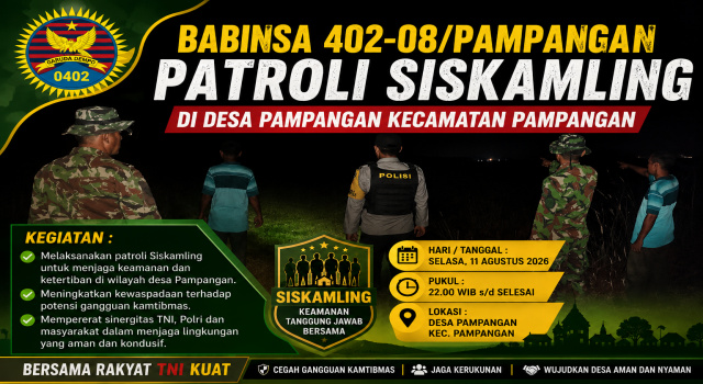 Danramil Pampangan Apresiasi Babinsa dan Warga yang Aktifkan Siskamling