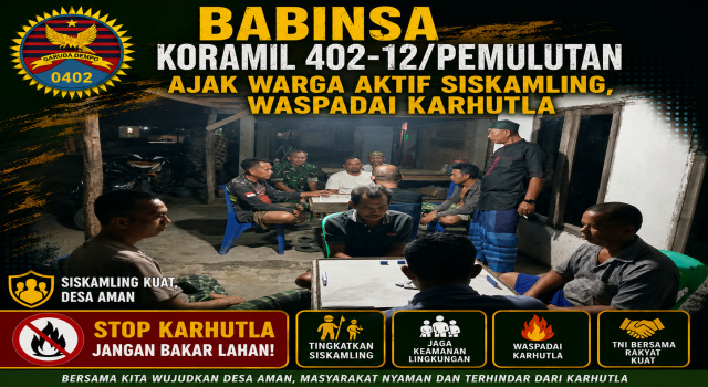 Babinsa Koramil 402-12/Pemulutan Ajak Warga Aktif Siskamling, Waspadai Karhutla
