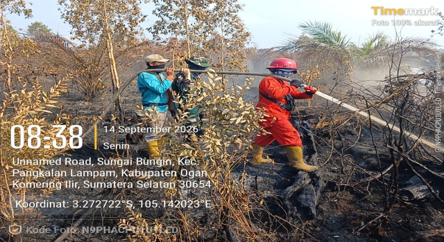 Hari Kedua Karhutla, Babinsa dan Manggala Agni Kembali Berjibaku Padamkan Api di Sungai Bungin