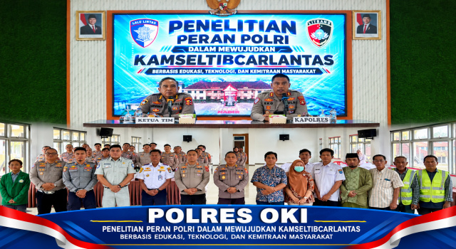 Penelitian Puslitbang Polri 2026, Polres OKI Perkuat Kamseltibcarlantas Berbasis Edukasi dan Teknologi
