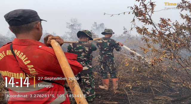 Gerak Cepat Koramil 402-08/Pampangan, Satgas Karhutla Padamkan Api di Riding 2