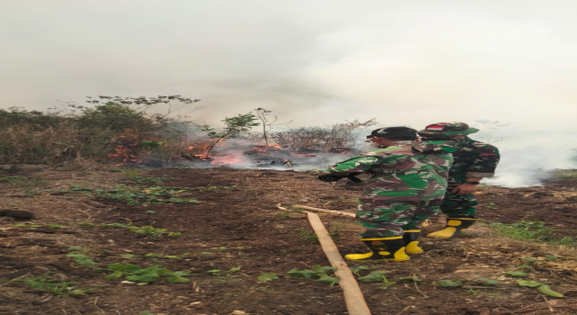 TNI Gerak Cepat Padamkan Karhutla Di Kelurahan Timbangan, Api Berhasil Dikendalikan