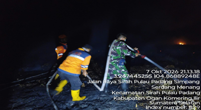 Babinsa Koramil 402-03/SP Padang Gerak Cepat Padamkan Karhutla di Desa Bubusan
